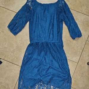 Halo Royal Blue Lace Long Sleeve Dress